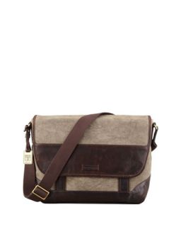 Harvey Leather & Canvas Messenger Bag, Dark Brown   Frye