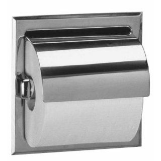 Bobrick 669 304 Stainless Steel Recessed Toilet Tissue Dispenser with Hood and Mounting Clamp, Bright Finish, 6 1/8" Width x 6 1/8" Height Bathroom Tissue Dispensers