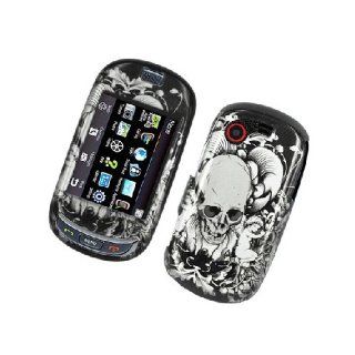 Samsung Gravity Touch T669 SGH T669 Black White Skull Angel Glossy Cover Case Cell Phones & Accessories