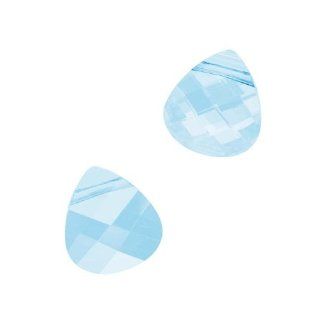SWAROVSKI ELEMENTS Flat Crystal Briolette Beads #6012 11x10mm Aquamarine (2)