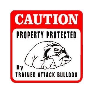 CAUTION BULLDOG PROTECTION dog warn sign   Decorative Signs