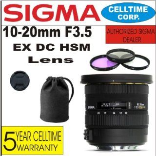 Sigma 10 20mm F3.5 EX DC HSM Wide Angle Zoom Lens for Nikon Digital SLR Cameras + 3 Piece Filter Kit with Case + Lens Case + Celltime 5 Year Warranty  Camera Lenses  Camera & Photo