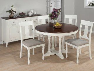 Jofran 693 48 Chesterfield Tavern 6 Piece Round Butterfly Leaf Dining Room Set W/ Splat Back Chairs Home & Kitchen