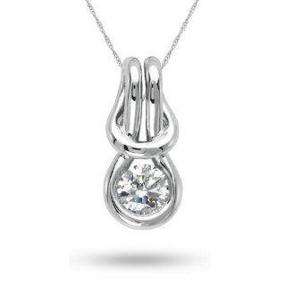 Love Knot, 14K White Gold Diamond Knot Pendant, 1/6 ctw. Jewelry