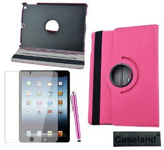 Caseland 360 Degree Rotating Leather Smart wake up/off Protector Case for Ipad Air 5 with 1 Screen Protector + 1 Stylus (Rose Red) Computers & Accessories