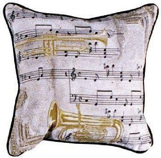 "Music to Our Ears" Sheet Music & Brass Instruments Throw Pillow 17" x 17"   Christmas Sheet Music Brass