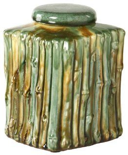 Napa Firelite Bamboo, Green Glazed Ceramic, 8 1/2 Inch Tall by 7 Inch Square  Outdoor Fireplaces  Patio, Lawn & Garden