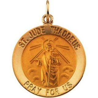 18mm St. Jude Medal in 14k Yellow Gold Pendants Jewelry