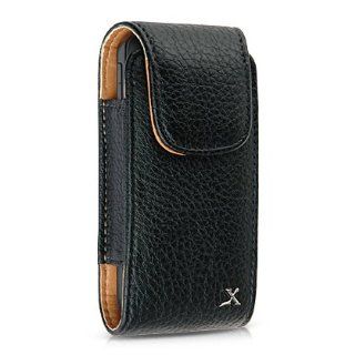 Executive Business Black Leather Vertical Pouch Carry Case Magnetic Flap Belt Clip for BlackBerry Pearl 8220 Flip, 8100, 9100, HTC Touch Pro, G2 Magic MyTouch, 8125, ADR6300 Droid Incredible, Shadow, Fuze TOuch Pro GSM, LG Gr500 Xenon, VX9600 Versa, VX9100