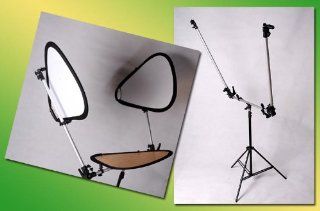 DMKFoto Complete Triflector Set with Reflectors and Stand For Portrait or Fashion Photography  Photographic Lighting Reflectors  Camera & Photo