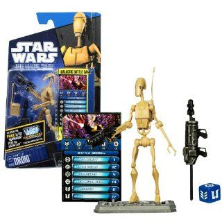 Hasbro Year 2010 Star Wars The Clone Wars Galactic Battle Game Series 4 Inch Tall Action Figure   CW19 BATTLE DROID with Radio Pack, Blaster, Missile Launcher with 1 Missile, Battle Game Card, Die and Figure Display Base Electronics