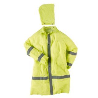 Neese Viz 1870C Econo Viz PVC/Polyester Coat with Snap On Hood and Reflective Tape, 48" Length, 3X Large, Lime Job Site Safety Equipment