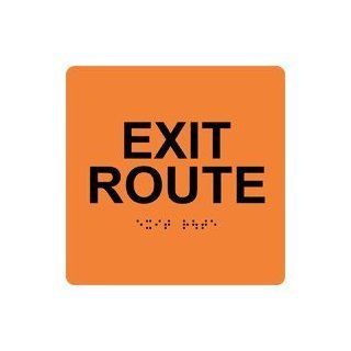 ADA Exit Route Braille Sign RRE 660 BLKonORNG Enter / Exit  Business And Store Signs 
