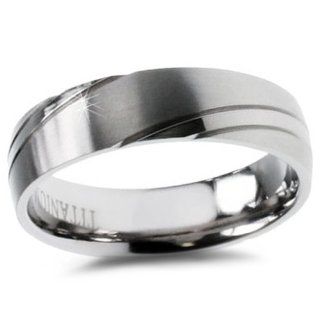 Slanted Groove Titanium Band Rings Jewelry