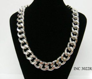 New Trendy Silver Large Chunky Link Plain Chain Necklace INC3022R Jewelry