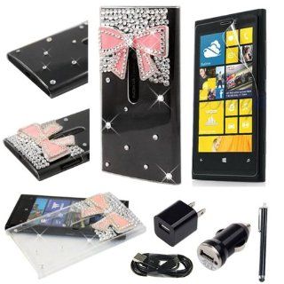 (TRAIT) 6in1 DIY Pink 3D Bling Crystal Diamond Protective Case Skin for Nokia Lumia 920 case covers +AC Wall charger+USB Data cable+Car Charger+ screen protector +Touch Screen pen Cell Phones & Accessories