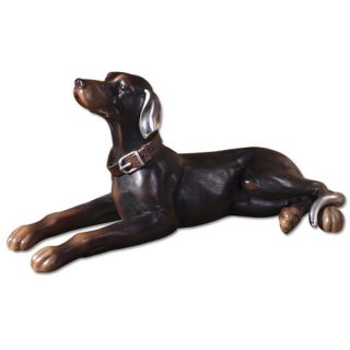 Resting Dog Statue in Aged Black
