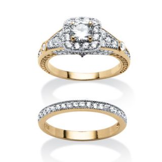 Palm Beach Jewelry 2 Piece 18k Gold Over Silver Cubic Zirconia Ring