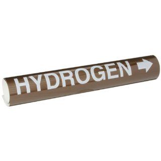 Brady 5834 Ii High Performance   Wrap Around Pipe Marker, B 689, White On Brown Pvf Over Laminated Polyester, Legend "Hydrogen" Industrial Pipe Markers