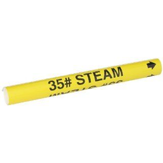 Brady 5607 O High Performance   Wrap Around Pipe Marker, B 689, Black On Yellow Pvf Over Laminated Polyester, Legend "35# Steam" Industrial Pipe Markers