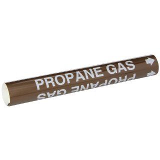 Brady 5846 O High Performance   Wrap Around Pipe Marker, B 689, White On Brown Pvf Over Laminated Polyester, Legend "Propane Gas" Industrial Pipe Markers