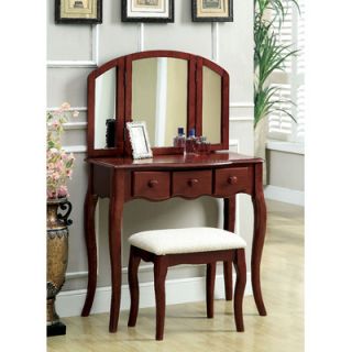 Hokku Designs Sophisticated Vanity Set with Padded Stool and Mirror