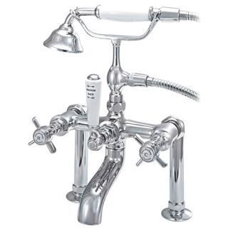 Deck Mount Tub Faucet with Hand Shower and Handles for 6 Risers