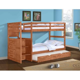 Donco Kids Ranch Twin Standard Bunk Bed with Trundle Bed and Stairway