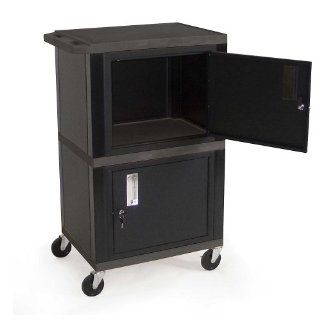 H. WILSON Tuffy Utility Cart with Two Locking Cabinets   Gray Service Carts