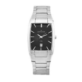 Skagen Men's 690LSXB Denmark Silver Tone Black Dial Watch Watches