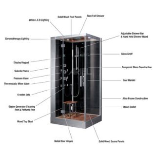 Ariel Bath Platinum 39.3 x 35.4 x 89.2 Pivot Door Steam Shower with