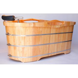 Alfi Brand 61 x 28 Free Standing Oak Wood Bathtub with Cushion