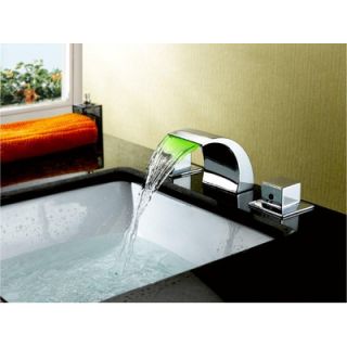 Sumerain Double Handle Widespread LED Waterfall Bathroom Sink Faucet