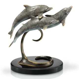 Triple Dolphins on Marble Base Sculpture