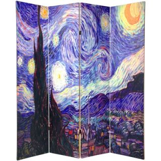 Oriental Furniture Double Sided Works of Van Gogh Canvas 4 Panel Room