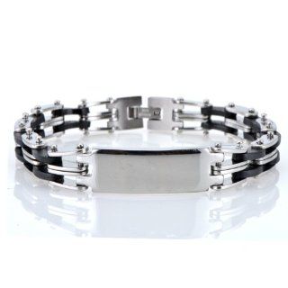 Eternal Bond Men's Stainless Steel Black Rubber Medical ID Bracelet 8.50 inches Link Bracelets Jewelry