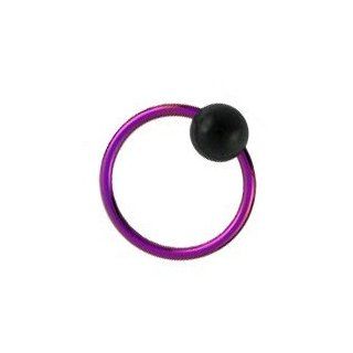Pink Anodized G23 Titanium BCR Ring w/ Black Ball   Body Piercing & Jewelry by VOTREPIERCING   Size 1.2mm/16G   Diameter 09mm   Ball 04mm Jewelry