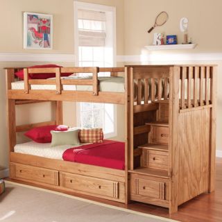 Twin over Twin Standard Bunk Bed with Stairway and Underbed Storage