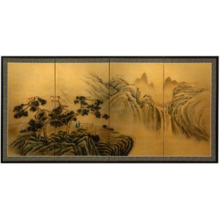Oriental Furniture Mountaintop Waterfall on Gold Leaf Wall Art