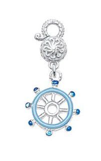 CleverEve's Sterling Silver Blue Enamel Ship Wheel Charm CleverEve Jewelry