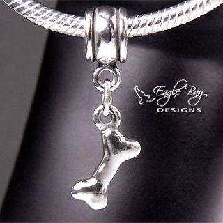 Silver Dog Bone Dangle Charms Fit Pandora Jewelry Bracelets   Exclusively From Eagle Bay Designs 