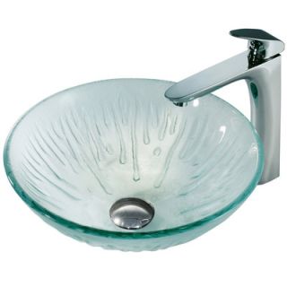 Vigo Molded Ice Bathroom Sink with L Shaped Faucet   VGT138