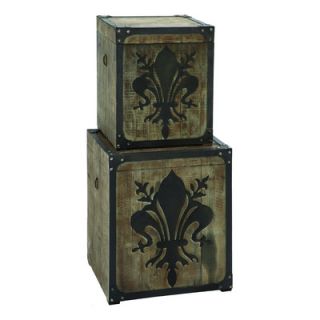 Woodland Imports Fleur de Lis Storage Box (Set of 2)