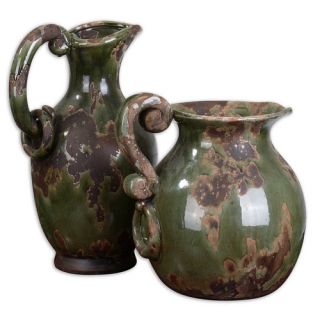 Hani Pitchers in Distressed Forest Green (Set of 2)