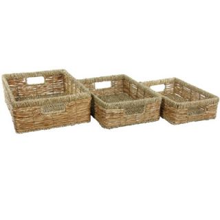 Oriental Furniture Hand Woven Low Basket Tray (Set of 3)