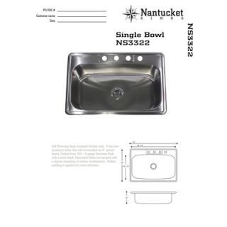 Nantucket Sinks 33 x 22 Self Rimming Large Rectangle Kitchen Sink