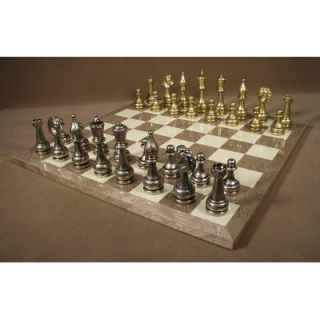 WorldWise Chess Large Metal Staunton on Grey Briar Chess Board