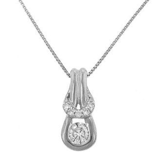 Everlon Knot Round Pave Diamond Pendant on Chain .25ct Chain Necklaces Jewelry