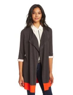 Evolution by Cyrus Women's Long Sleeve Drape Front Color Block Cardigan with Belt, All Night/Turquoise, Small
