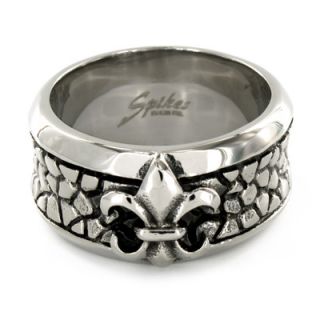 West Coast Jewelry Stainless Steel Fleur de Lis Stone Textured Ring